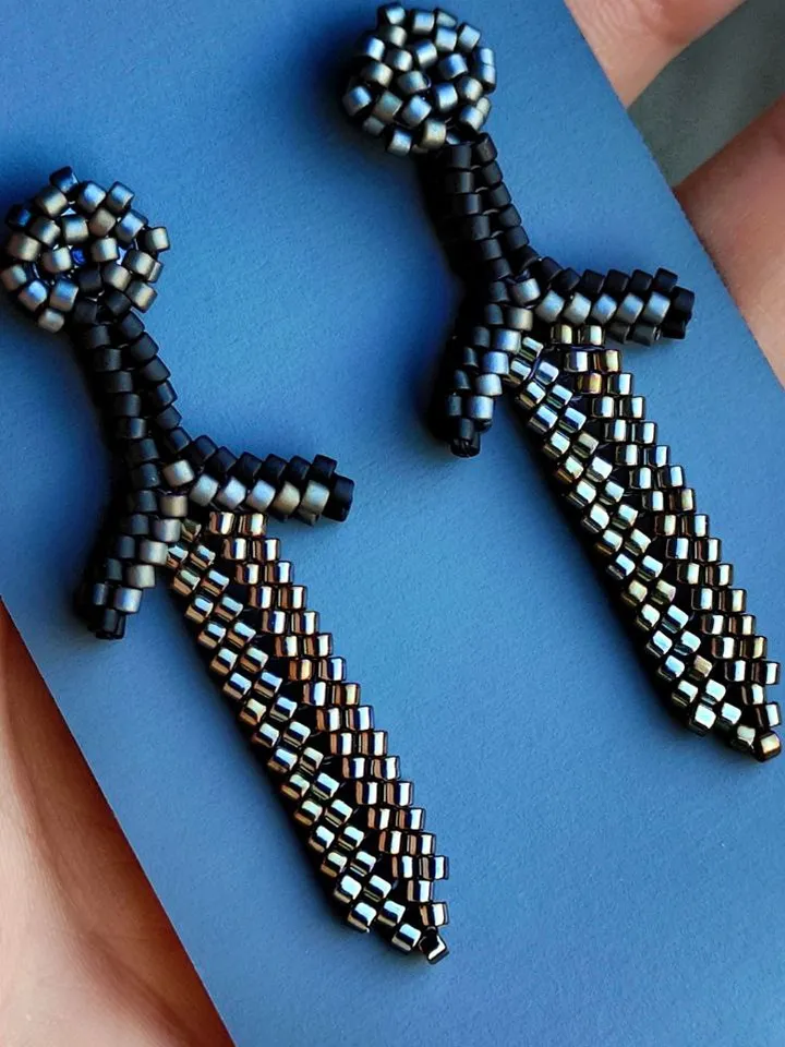 PDF tutorial - Beaded Dagger earrings