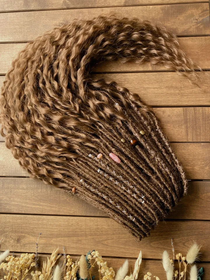 Brown synthetic crochet curly De dreadlocks Ready to Ship