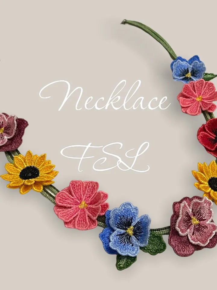The set of 7FSL designs flowers leaves and braid for making necklaces and other jewelry Flower FSL Embroidery pattern flower motif 3D floral