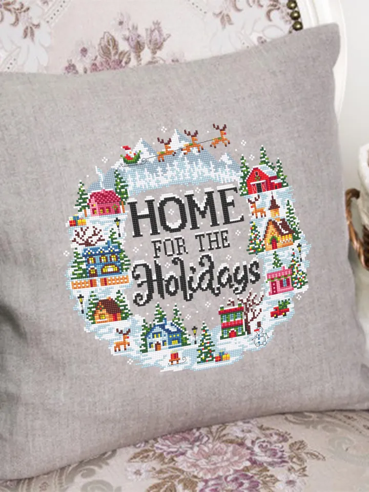 Christmas houses cross stitch pattern PDF download Home for the holidays, Winter landscape cross stitch, Christmas pattern digital PDF #N188