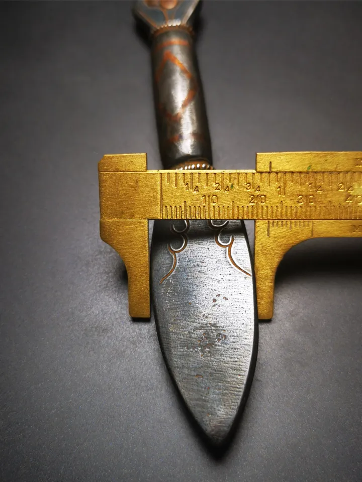 Gandhanra Tibetan Amulet Vajra, Kila Dagger (Dorje Phurba),Dharma Ritual,Made of Cold Iron inlaid with Copper