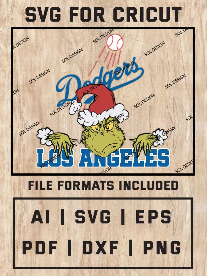 Grinch Los Angeles Dodgers SVG, MLB SVG Design, MLB Los Angeles Dodgers Logo SVG, MLB Dodgers Cricut, Christmas Svg, Grinch svg, Digital Download