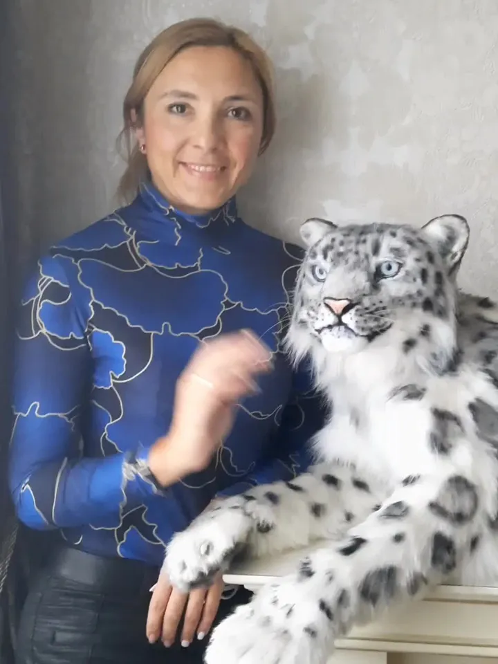 Snow leopard Irbis plush animals. Ooak toy. Snow leopard stuffed toy