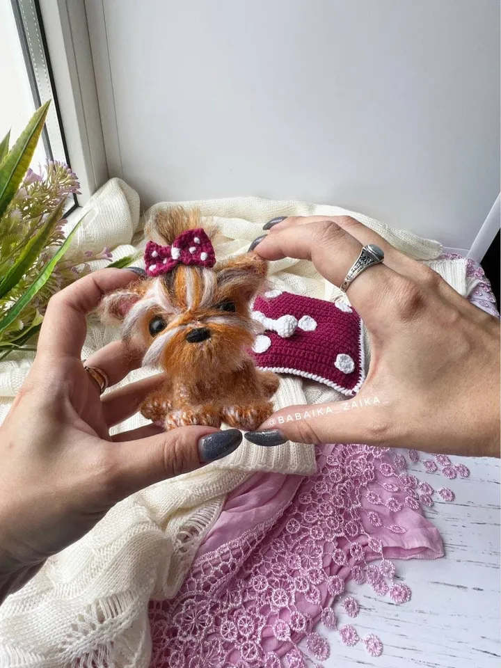 PDF Cute Mini Yorkshire Terrier Dog Crochet pattern, Crochet Animal Pattern, Crochet Yorkie Puppy, Amigurumi baby toy, Crochet Cute Dog