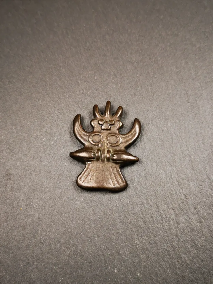 Gandhanra Antique Tibetan Buddhist Amulet Pendant,Garuda,Garula,Suparna,Golden-winged Bird,Made of Thokcha, 1.38"