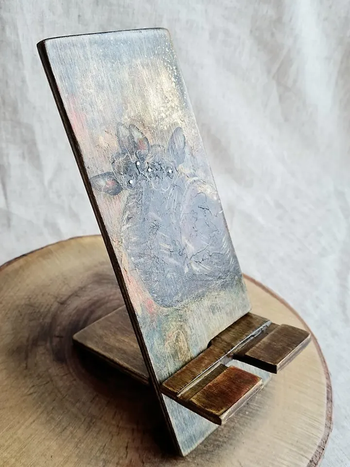 Cat phone holder Original painting on wood Cell phone holder Two Sphinx cat art