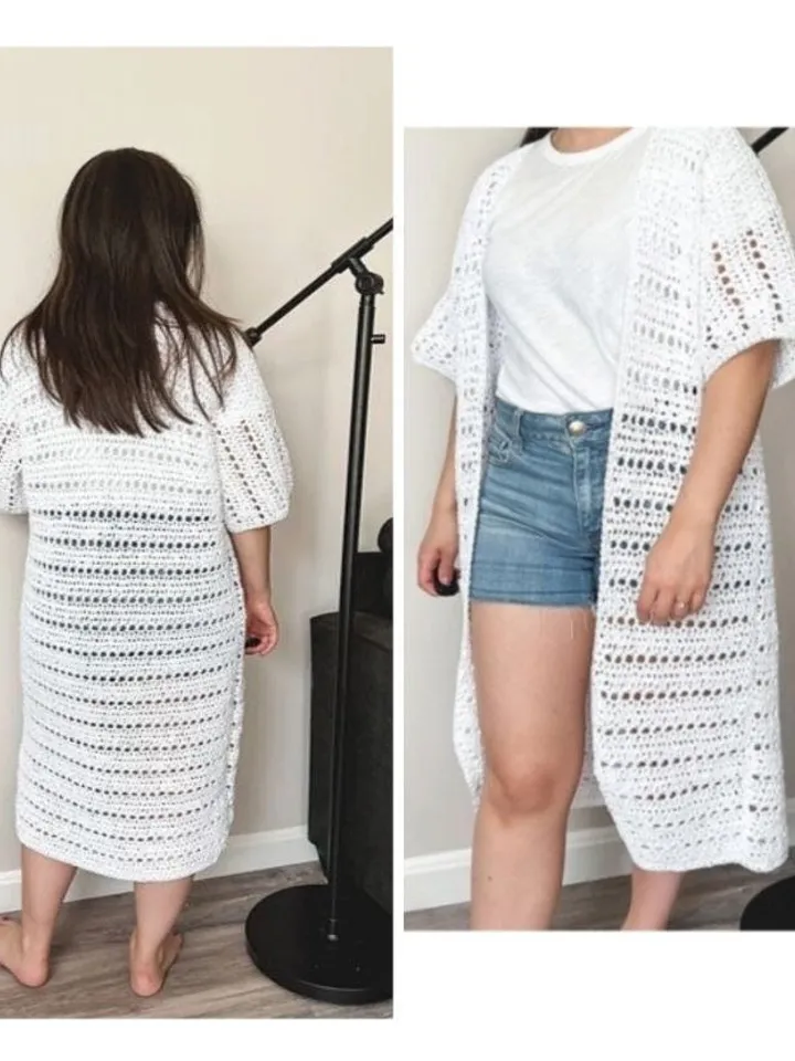 Summer cardigan crochet pattern, beach coverup crochet, kaftan crochet pattern size S/M, L/XL, 2XL/ 3XL.