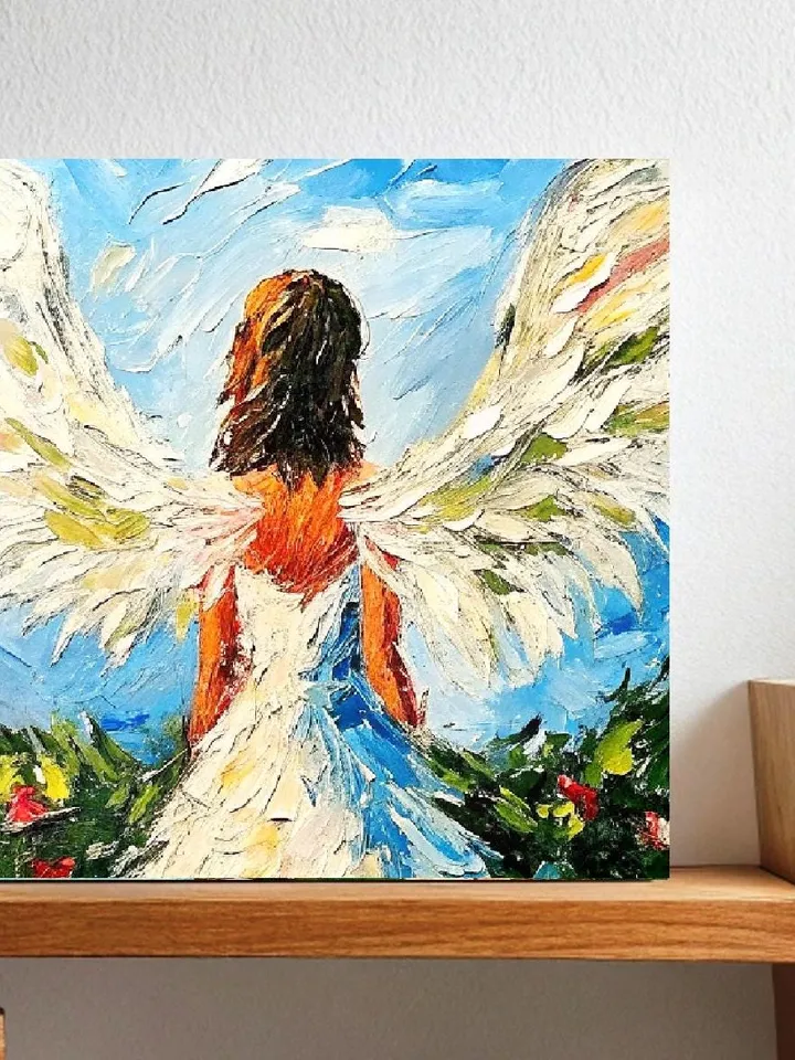Angel Oil Painting Angel Wings Impasto Original Fine Art Woman Angel Wall Art Decor Christmas Gifts by ArtProkopaloSv