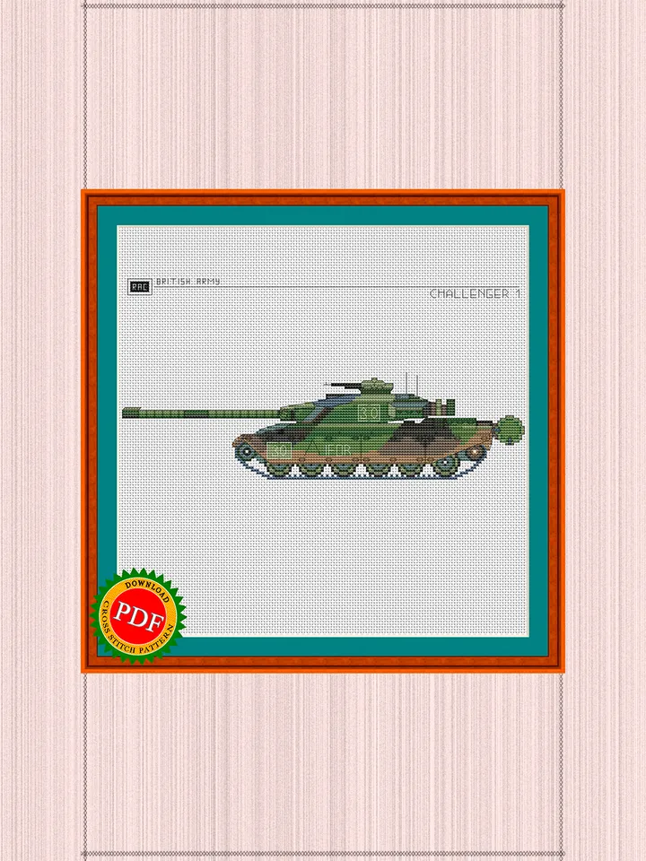 Challenger 1 Cross Stitch Pattern | Main Battle Tank Challenger 1 | British Tank Challenger 1 Chart