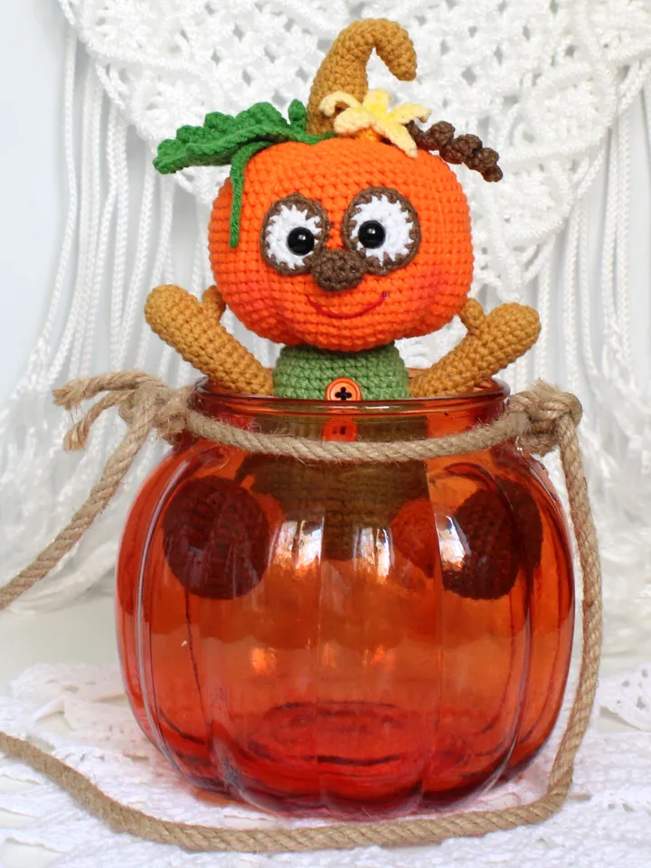Pumpkin Man Crochet Pattern PDF in English Halloween decor Amigurumi Pumpkin