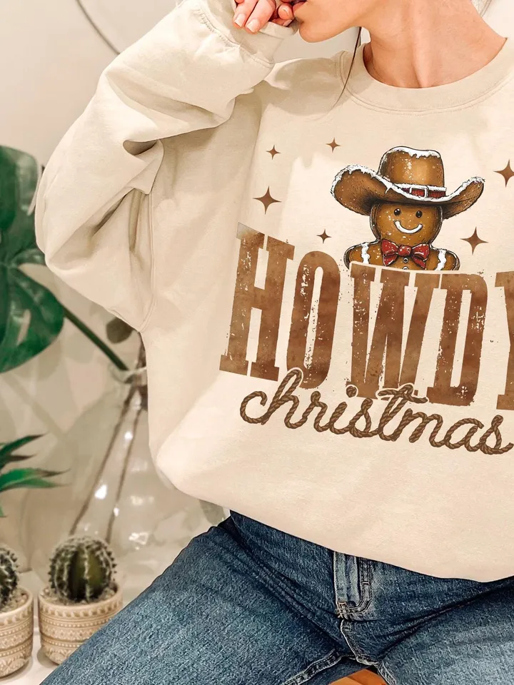 Howdy Christmas PNG Bundle Coquette Bow Western Cowgirl Cowboy Christmas Tree Cookies Presents Girly Trendy Shirt Designs Sublimation