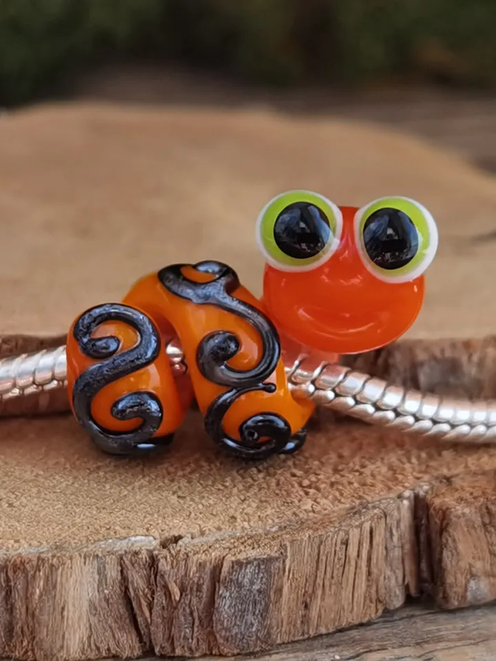 Snake beads Glass snake dread beads Large hole beads European beads European bracelet Snake Charm beads snake lampwork beads big hole bead