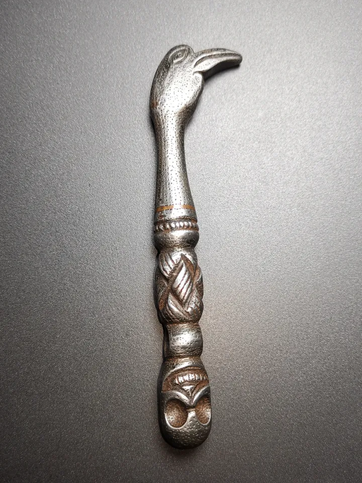 Gandhanra Antique Tibetan Thokcha Pendant,Pickaxe Amulet, Trantic Buddhism Dharma Ritual, Made of Thunder Iron,Copper Wire Inlay