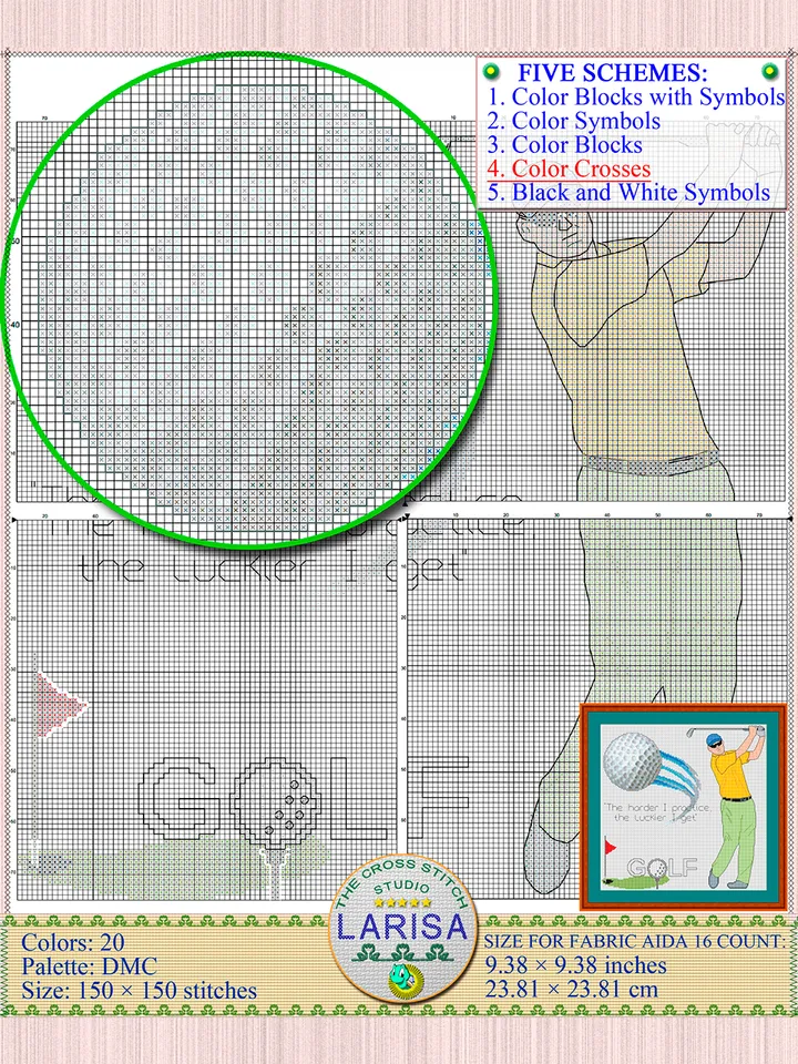 Golf Cross Stitch Pattern | Golfer | Golfing | Golf Player