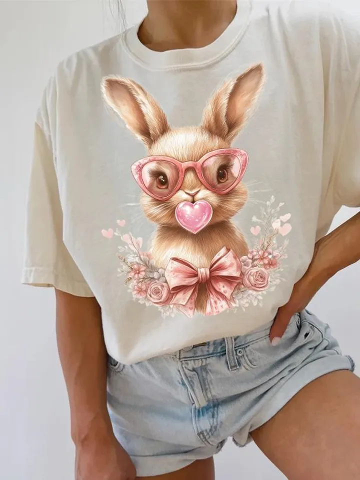 Retro Easter Bunny Blowing Bubble PNG, Vintage Happy Easter PNG, Funny Easter Bunnie Sunglasses Easter Holiday Sublimation Digital Download