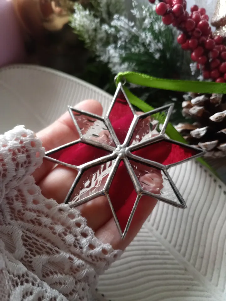 Christmas decorations, snowflake suncatcher, christmas tree star, new year tree toy, hygge christmas
