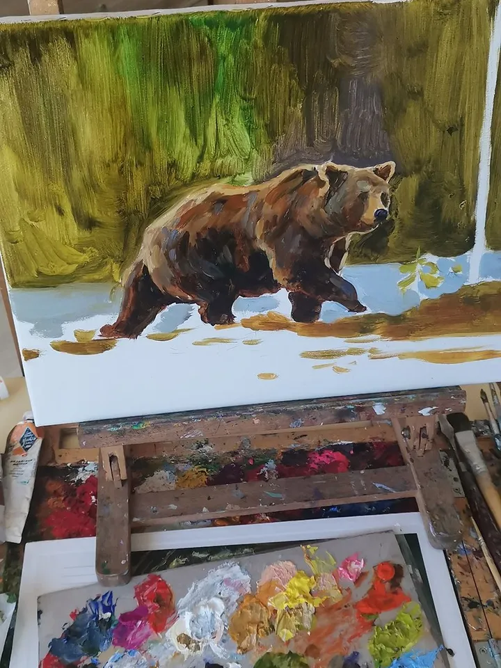 Bear Painting Original Art Canvas Animal Oil Painting