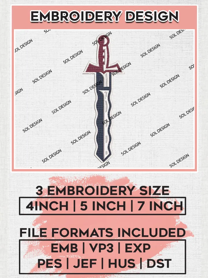 Fairleigh Dickinson Knights College Football Team Logo Embroidery Design Files, NCAA Fairleigh Dickinson Knights Machine Embroidery, NCAA Teams, 3 sizes, NCAA Machine embroidery designs, Digital Download