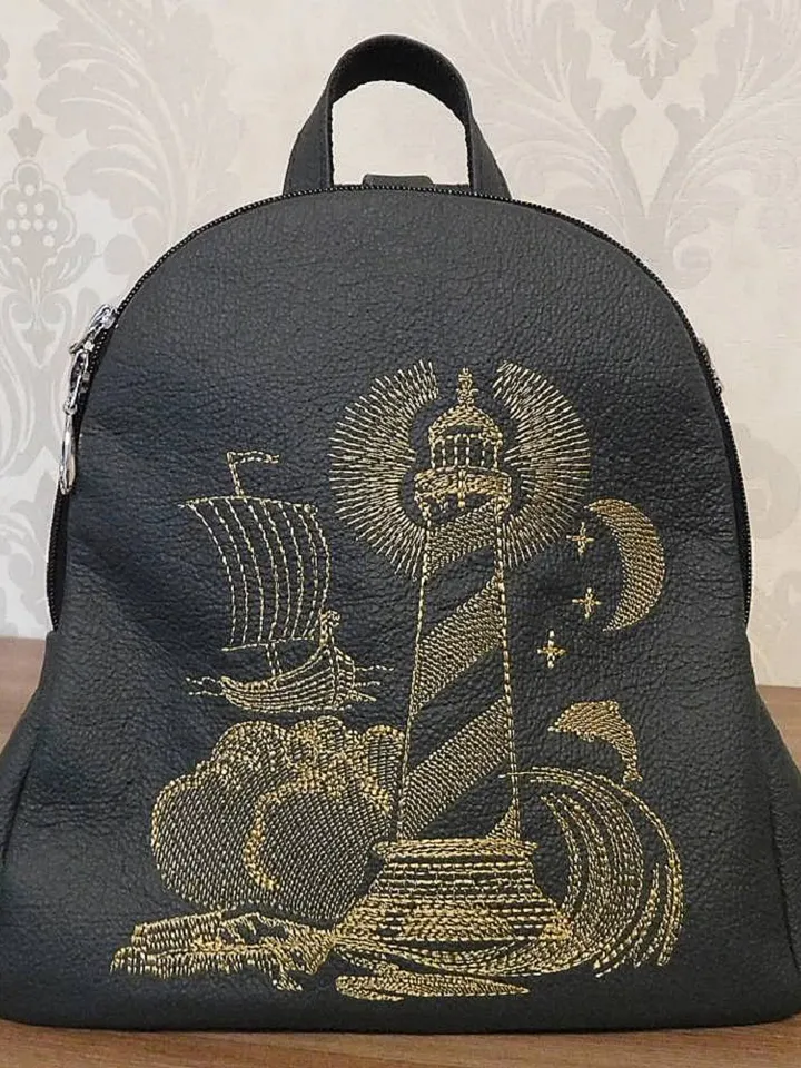 Lighthouse redwork Machine Embroidery Design