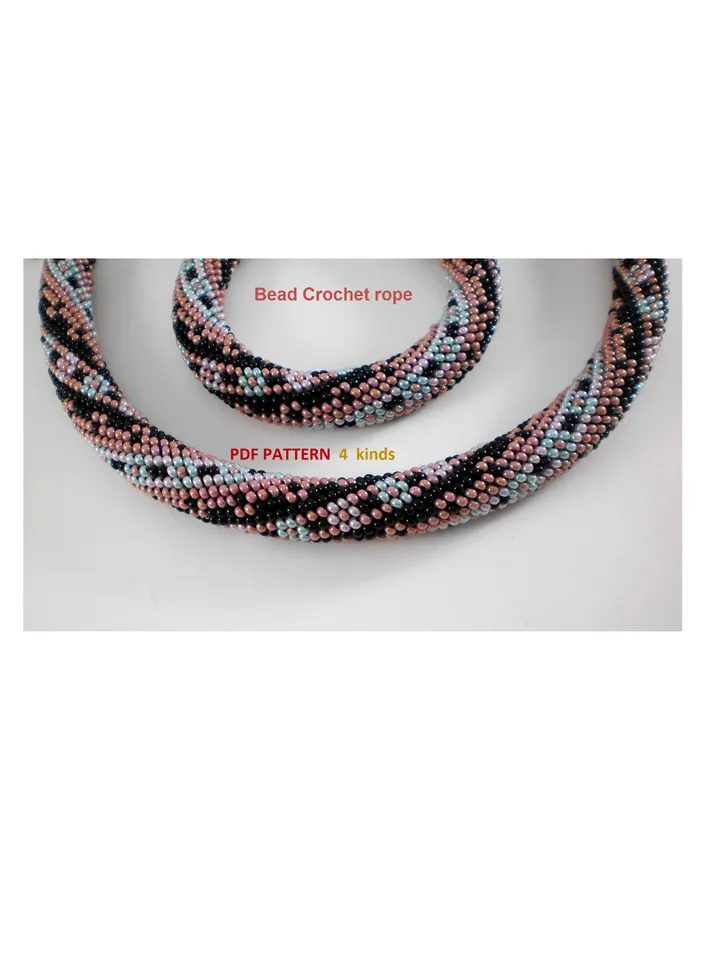 Bead Crochet Necklace Bracelet pattern,Rope bead crochet,patterns seed beads DIY,bead crocheting, bead jewelery,Instant Download,PDF pattern