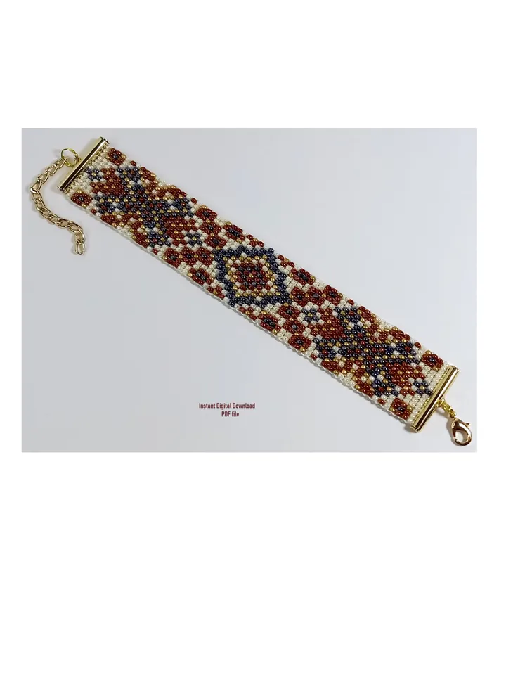 Cuff Bracelet patterns in Loom-Square Stitch technique for Miyuki Delicas and Preciosa. Instant Download
