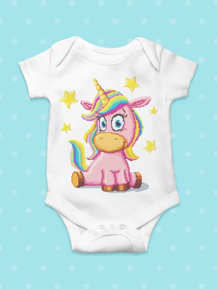 Rainbow unicorn cross stitch pattern download PDF Unicorn hand embroidery PDF, Funny baby animal cross stitch chart, Pink unicorn decor #K9