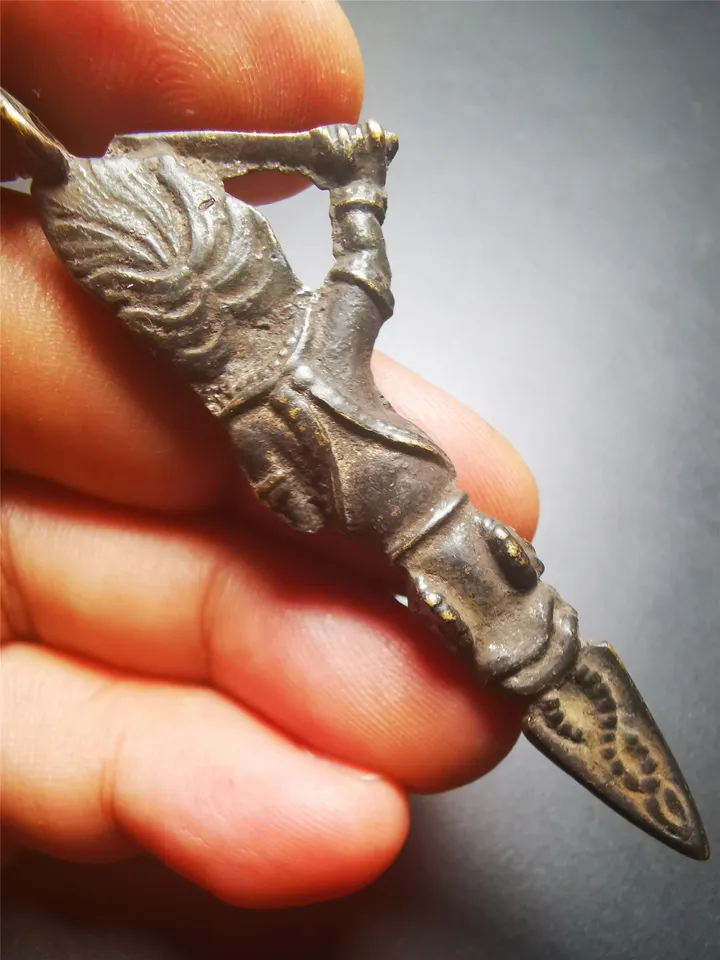 Gandhanra Antique Thokcha Pendant,Phurba Kila of Manjusri and Samantabhadra,Tibetan Budhist Protective Amulet,80 Years Old
