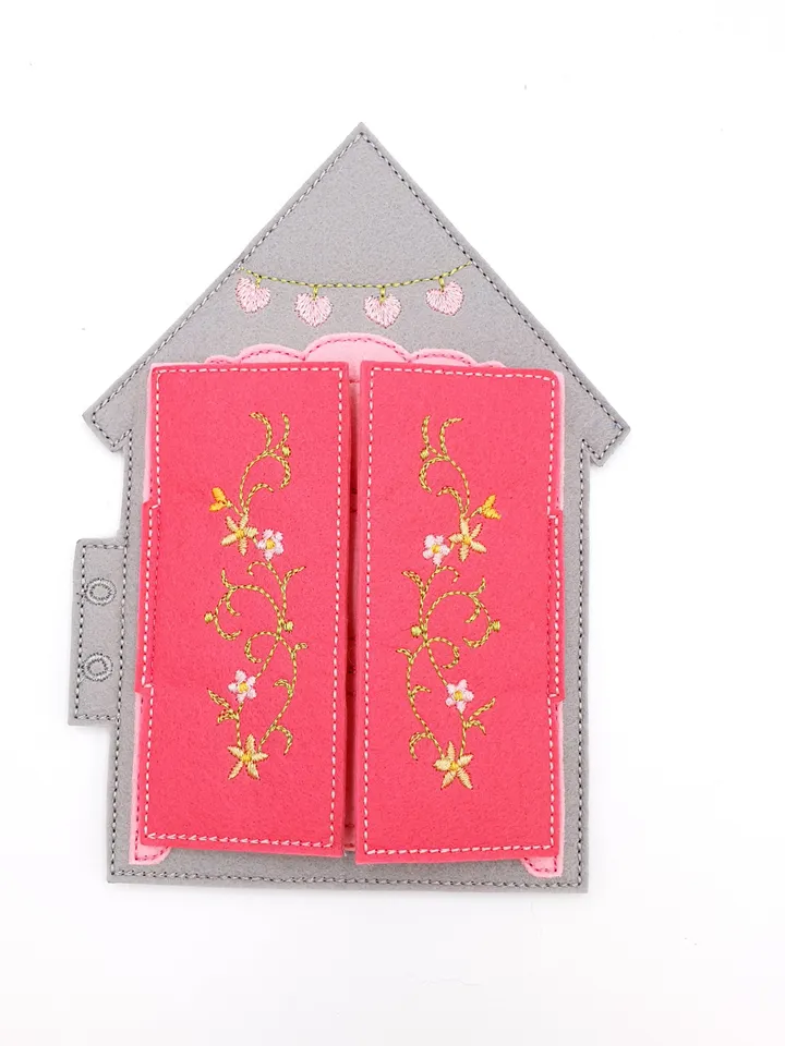 ITH Dollhouse Wardrobe Page Embroidery Design, Felt Quiet Book Closet Pattern, 5x7 Hoop Digital File