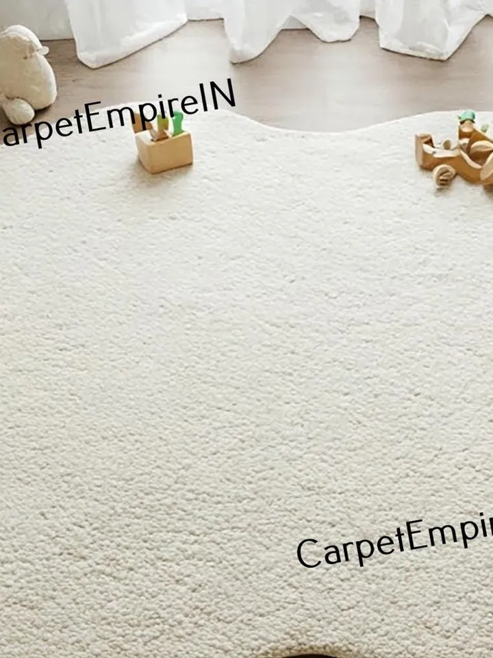 Irregular Cream Boucle Rug – Soft Plush, Aesthetic carpet for nursery, Livingroom rugBedroom rug,3x5,4x6,5x7,8x10,9x12,10x14,kids rug
