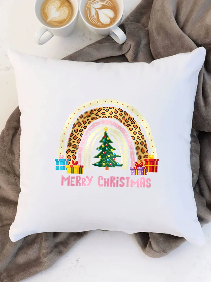 Christmas leopard rainbow cross stitch pattern PDF download, Christmas tree cross stitch, Christmas pattern digital PDF, Handmade gift #N137