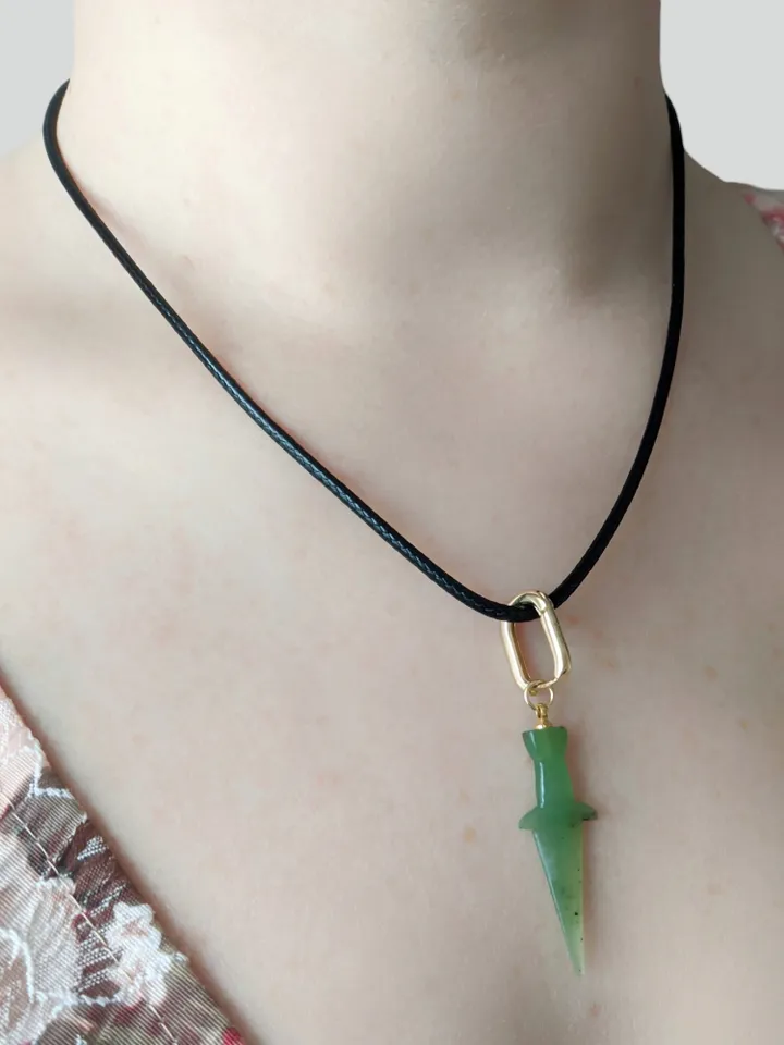 Dangle elven sword earrings from green jade, earrings transformers.