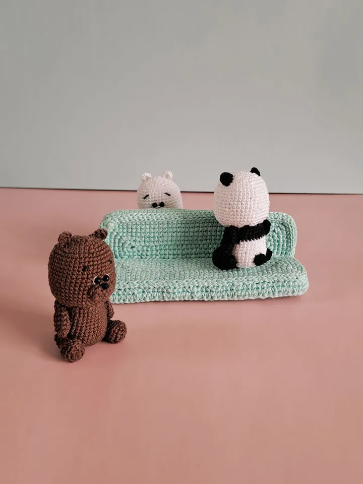 Three crochet bears pattern. Pattern crochet panda, brown and polar bear