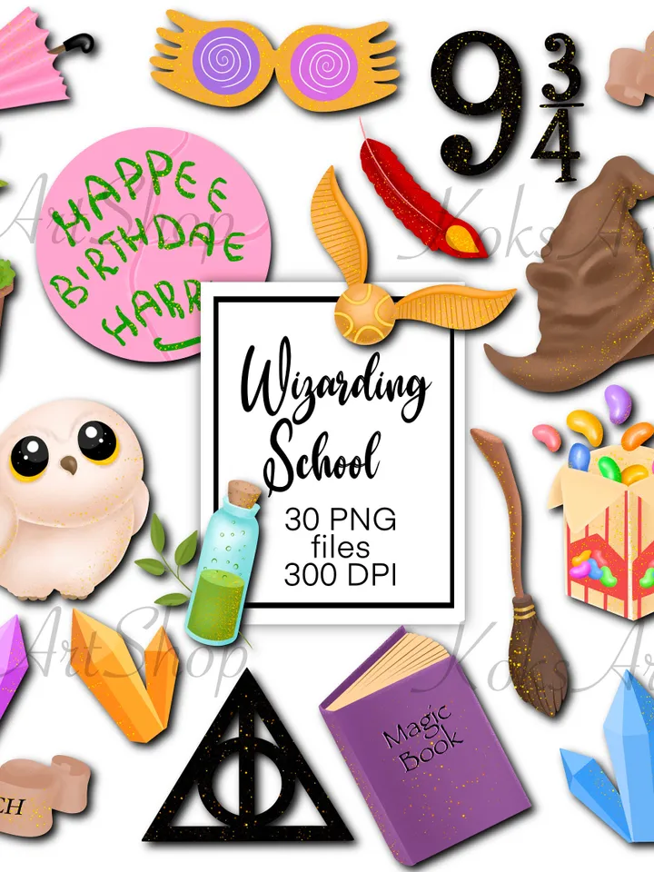 Wizard Clip Art, Wizarding school, Wizarding PNG, Magic Clipart, Magical school, Magic Stickers, Wizarding Stickers, Hogwart legacy
