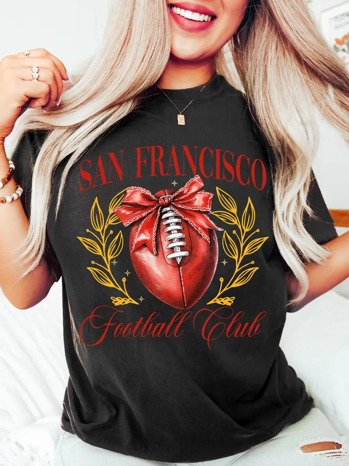 San Francisco Football Png, Coquette Football PNG, Football PNG, Football Team PNG, Football Sweatshirt, Football Red Team Football Club