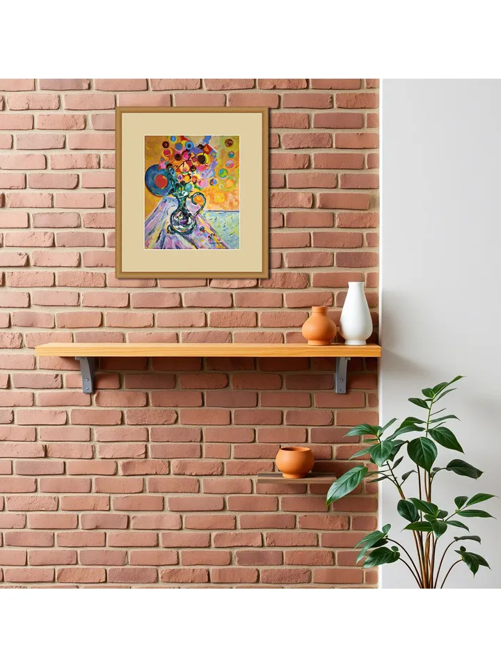 Kandinsky Style Painting Flowers Abstract Original Art Floral Wall Art 15 by 12 Above Sofa Art by TatianaArtShop