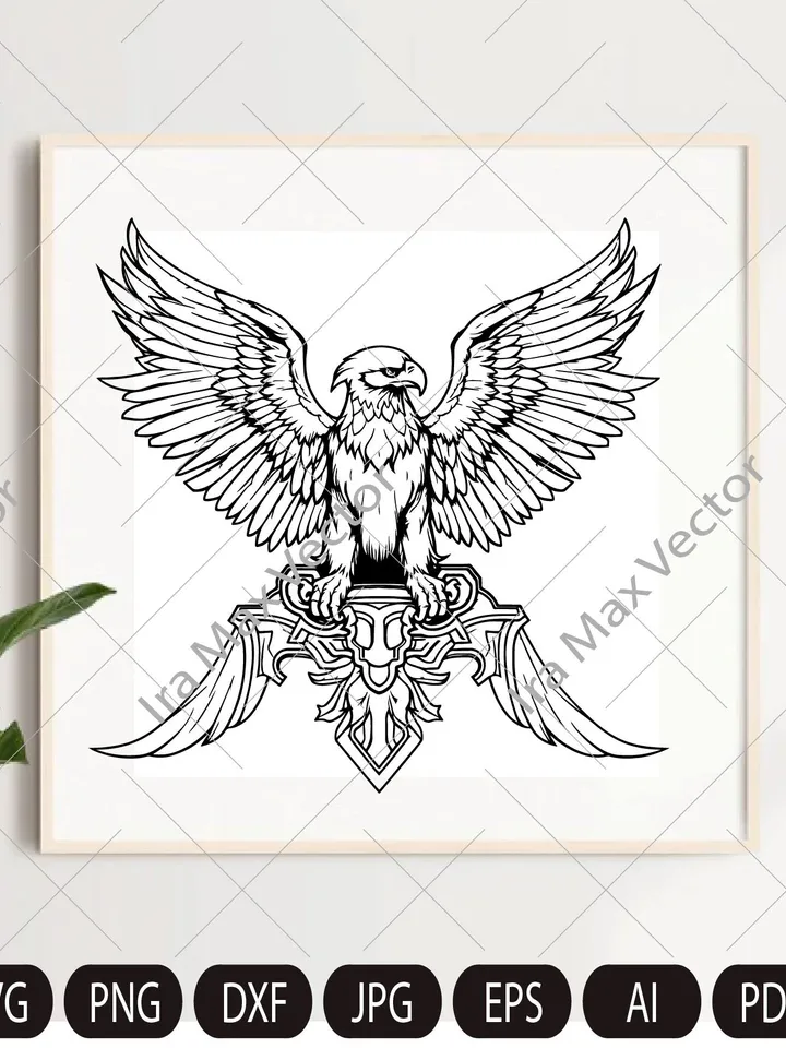 Heraldic eagle svg, eagle svg, Tribal Eagle Spread Wings,cut file american eagle, american svg, america svg, army eagle, american eagle