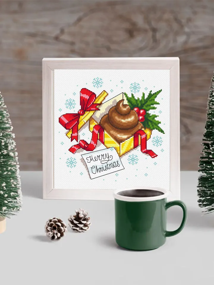 Funny Christmas present cross stitch pattern PDF download Poop cross stitch chart, Christmas pattern digital PDF, Merry Christmas sign #N111
