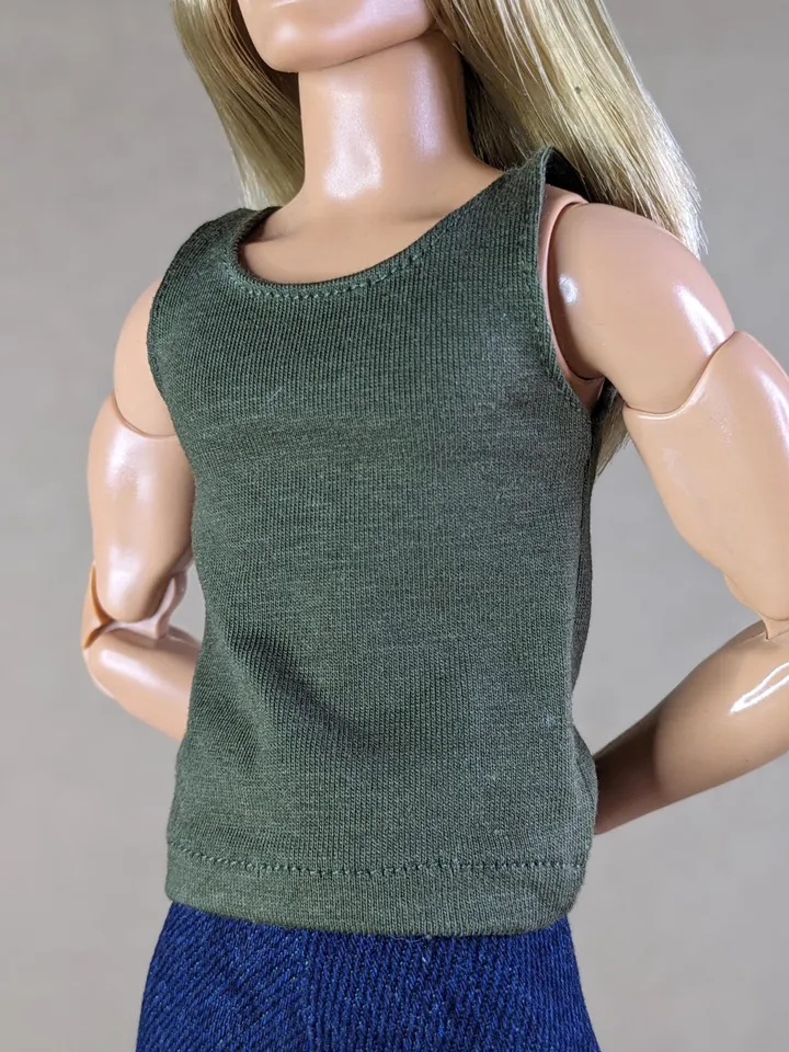 Olive tank top for 12 inch fashion male dolls