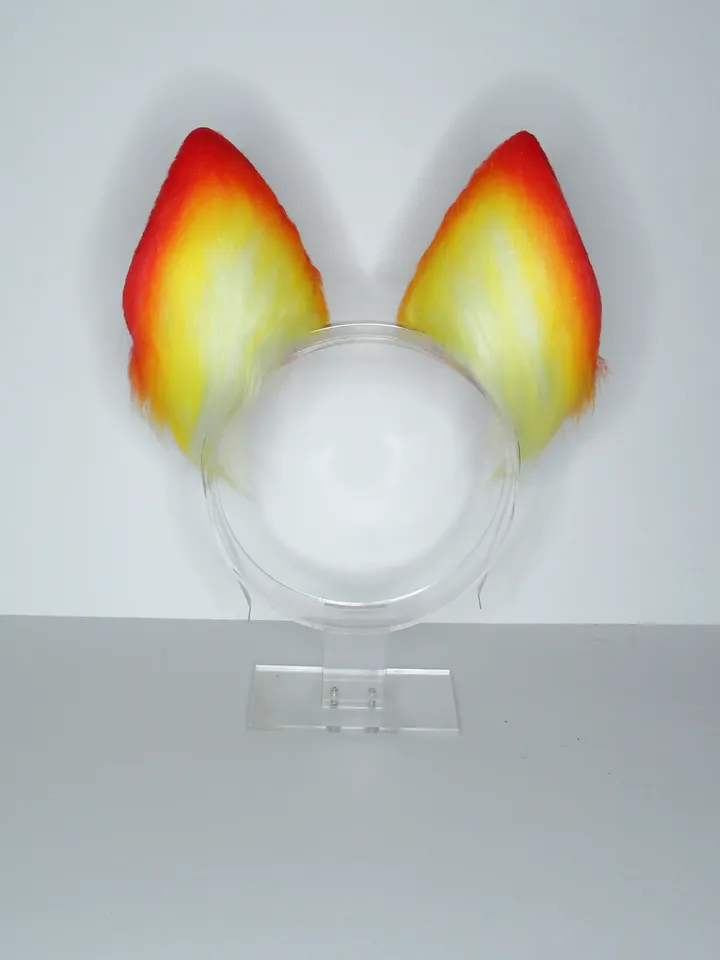 Pyro Genshin Impact faux fur cat ears on headband