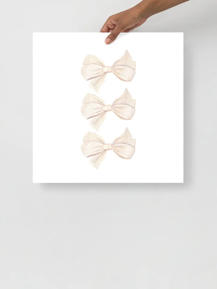 White Bow Watercolor Painting Print, Ivory Cream Poster, Elegant Bow Poster, Grandmillennial Bow, Gift For Teen Girl, Hamptons Stylel