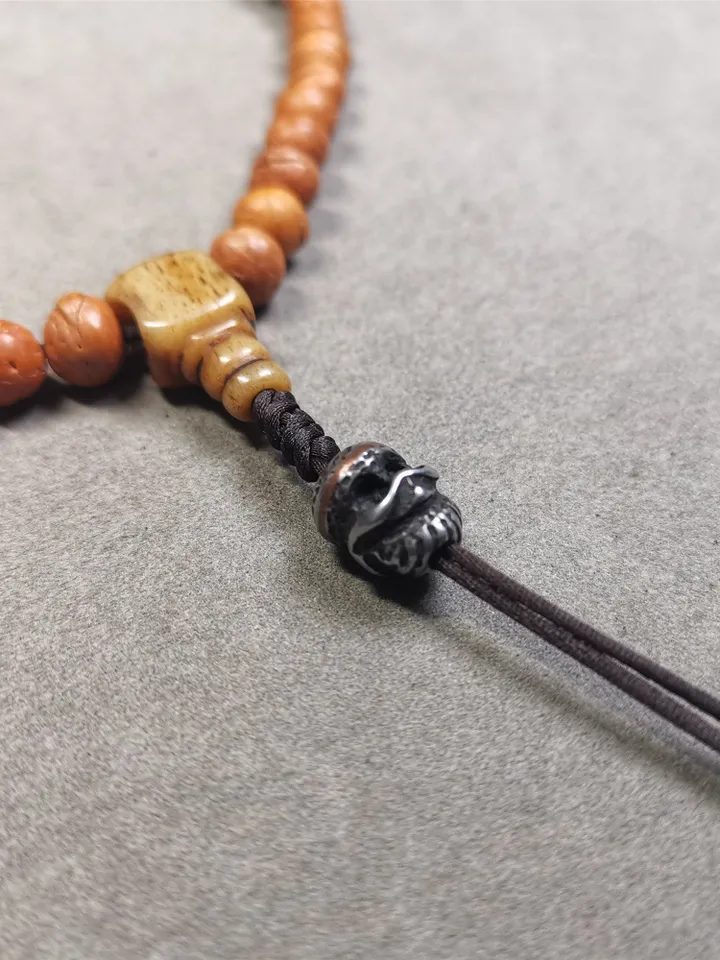 Gandhanra Handmade Tibetan Mala Spacer Beads,Cold Iron Skull Citipati Marker Beads for Prayer Bead Necklace Accessories,0.47" × 0.4"