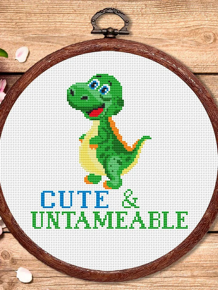 Cute And Untameable Cross Stitch Pattern, Dino Cross Stitch, Dino Pattern, Dinosaur Cross Stitch Pattern, Baby Cross Stitch Patterns #bab004