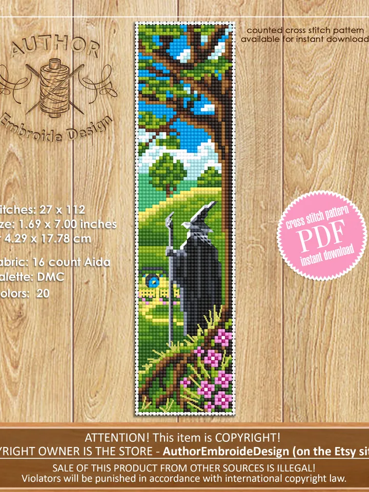 Fantasy bookmark set cross stitch pattern download PDF Fairy door cross stitch Magic handmade bookmark Nature cross stitch Wizard world #B90