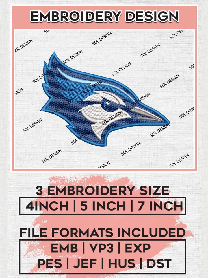 NCAA Creighton Bluejays Team Head Mascot Logo Machine Embroidery Design, NCAA Creighton Bluejays Team Design Design files, NCAA Team Embroidery Designs, NCAA Machine Embroidery Designs, Digital Download