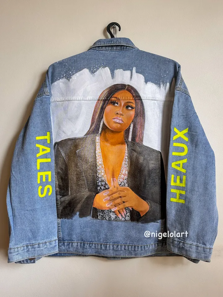 Jazmine Sullivan Painted denim jacket Hand painted jacket Denim jacket custom jacket