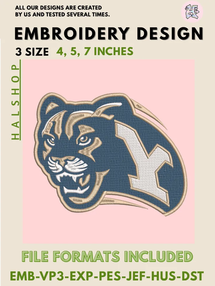 BYU Cougars Logo Embroidery Design – NCAA College Team Machine Embroidery Files