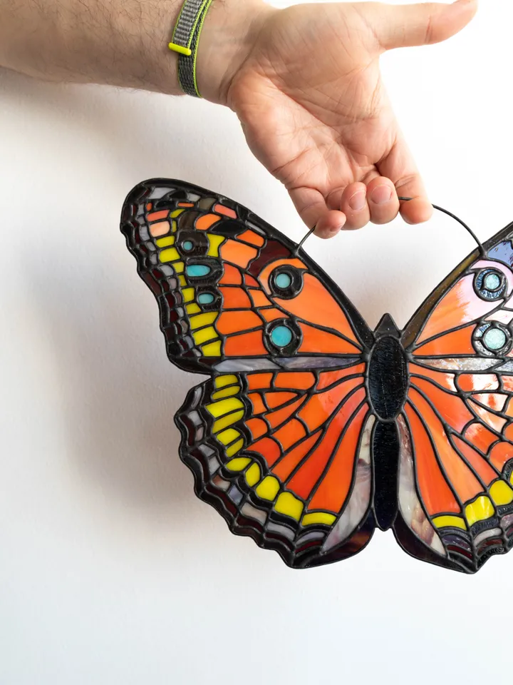 Butterfly Stained Glass, Handmade Glass Art, Window Suncatcher, Wall Hanging Decor