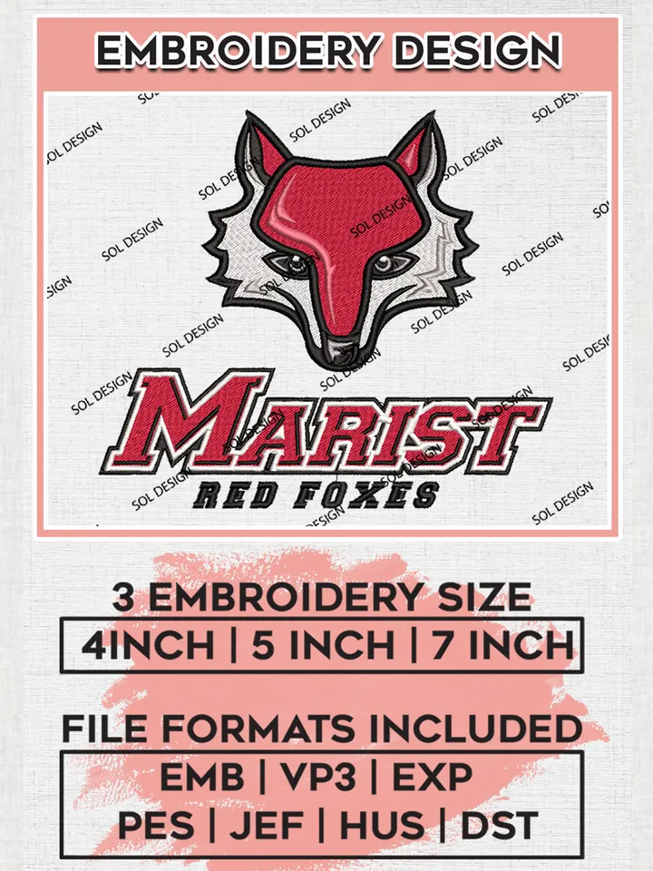NCAA Marist Red Foxes Team Word Mascot Logo embroidery designs, NCAA Marist Red Foxes Logo Machine embroidery designs, NCAA Logo embroidery designs, NCAA Lopes Machine embroidery designs, Digital Download