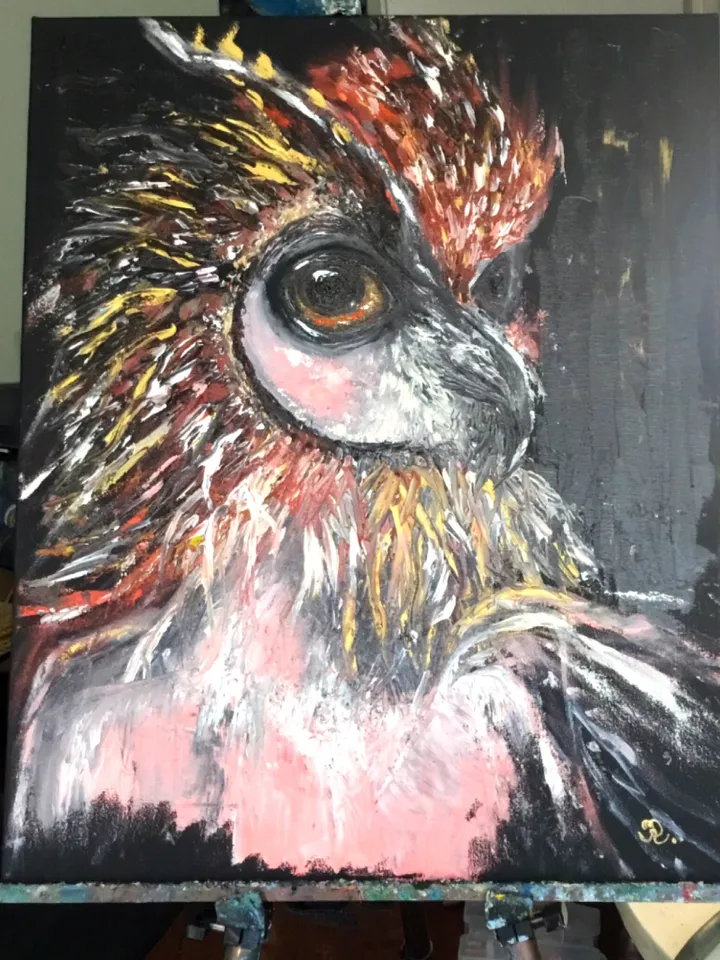 Fantasy woman-owl, original oil painting on stretched canvas,home decoration wall art,hand made ,gift for her.