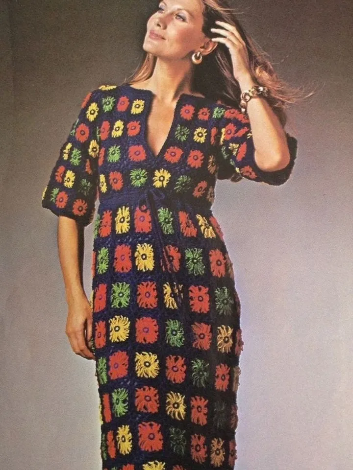 Crochet dress , dress crochet pattern, motif dress , granny squares dress crochet, crochet pattern dress pdf